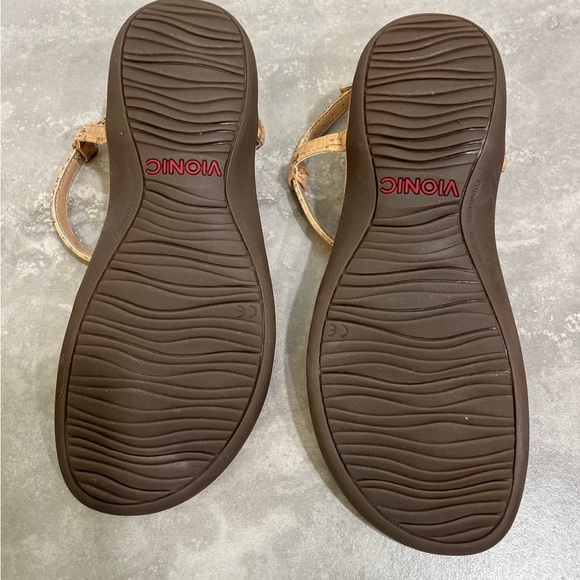 Vionic Cork & Gold Thong Sandals Shoes Size 6 - Picture 5 of 5